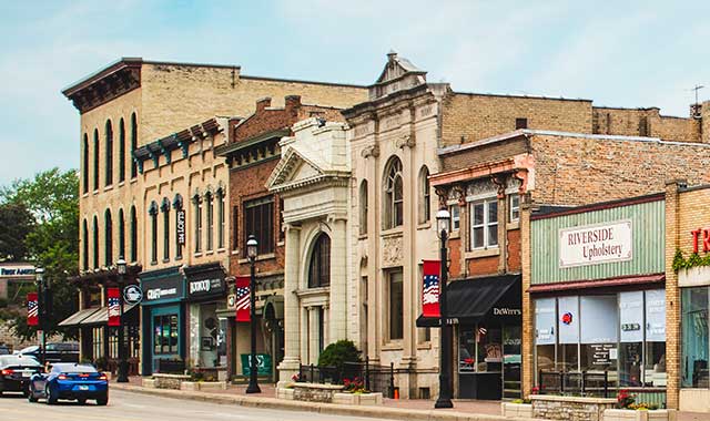 Downtown West Dundee IL secured by commercial surveillance and security systems