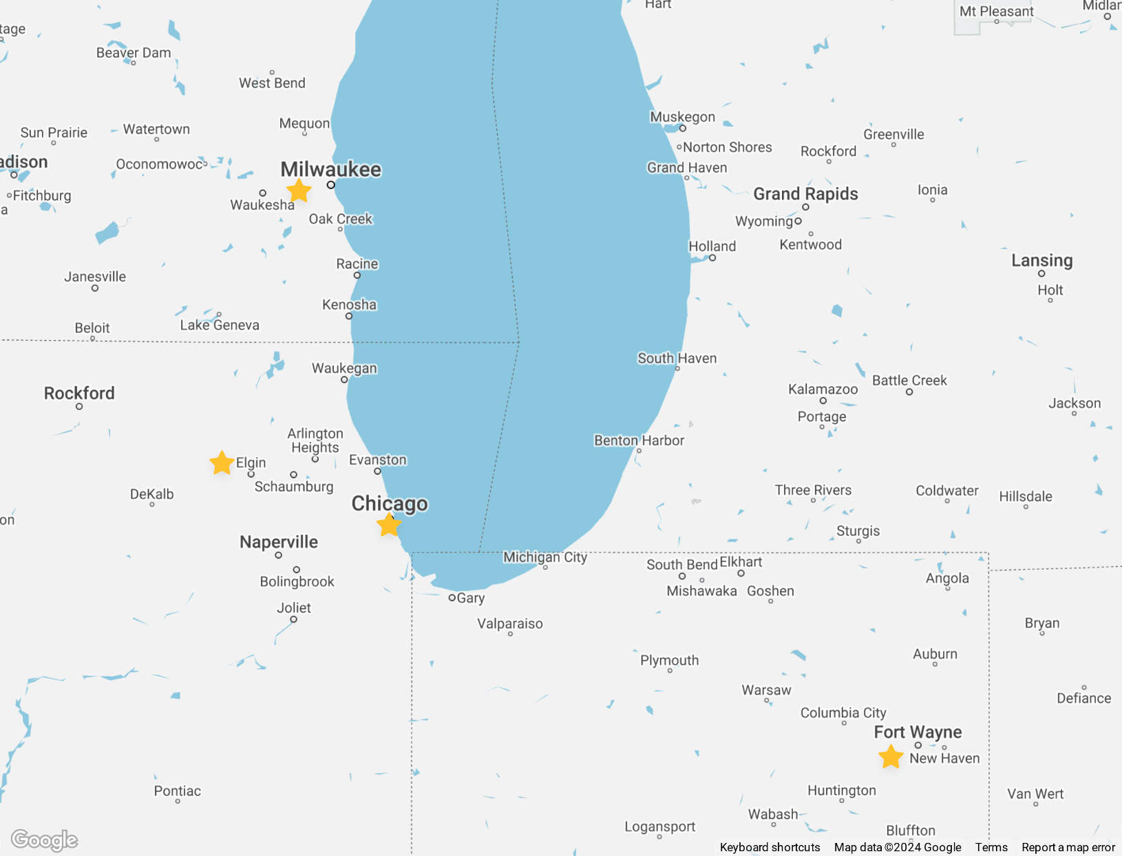 Office locations in Elgin, Chicago, Milwaukee, and Fort Wayne serving commercial security clients